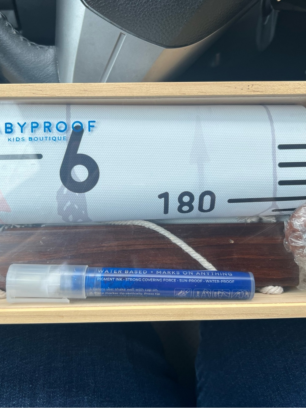 BabyProof Kids Boutique Growth Chart Ruler - White & Black with Blue Marker